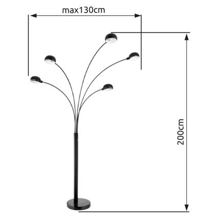 Globo - Staande lamp 5xE14/40W/230V zwart