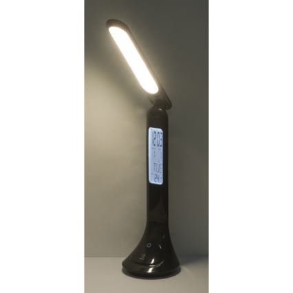Globo - Lampe de bureau LED rechargeable dimmable avec affichage LED/4W/230V 2200 mAh noire