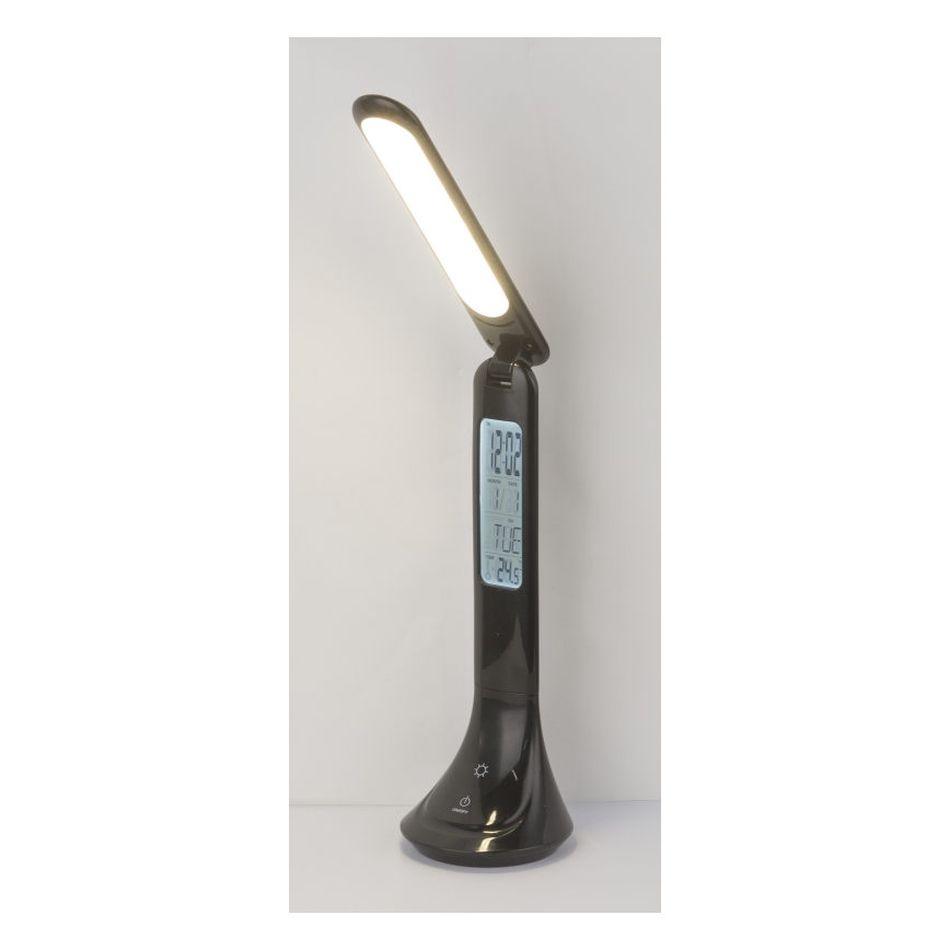 Globo - Lampe de bureau LED rechargeable dimmable avec affichage LED/4W/230V 2200 mAh noire