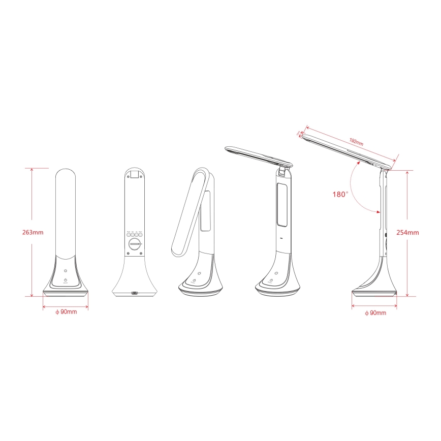 Globo - Lampe de bureau LED rechargeable dimmable avec affichage LED/4W/230V 2200 mAh noire