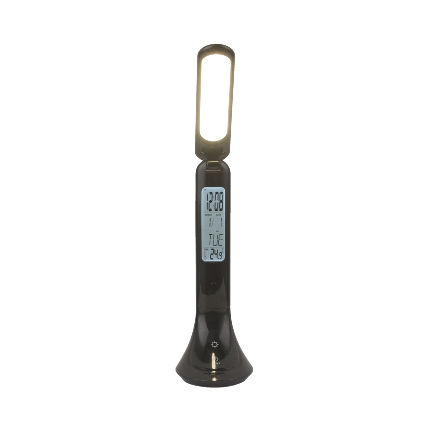 Globo - LED Dimbare Oplaadbare Bureaulamp met Display LED/4W/230V 2200 mAh Zwart