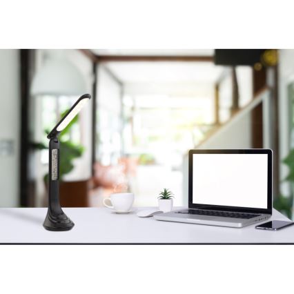 Globo - LED-dimbare oplaadbare tafellamp met display LED/4W/230V 2200 mAh zwart