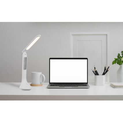 Globo - Lampe de bureau rechargeable LED à intensité variable avec affichage LED/4W/230V 2200 mAh blanche