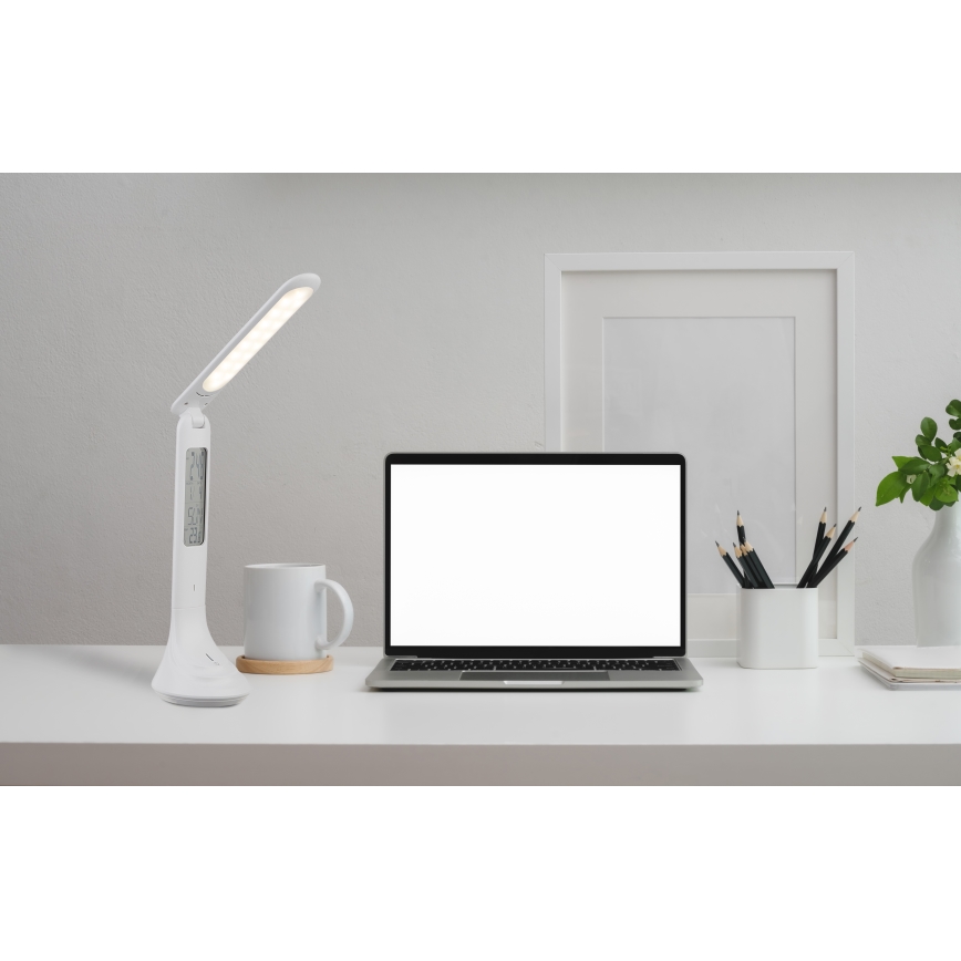 Globo - Dimbare oplaadbare LED bureaulamp met display LED/4W/230V 2200 mAh wit