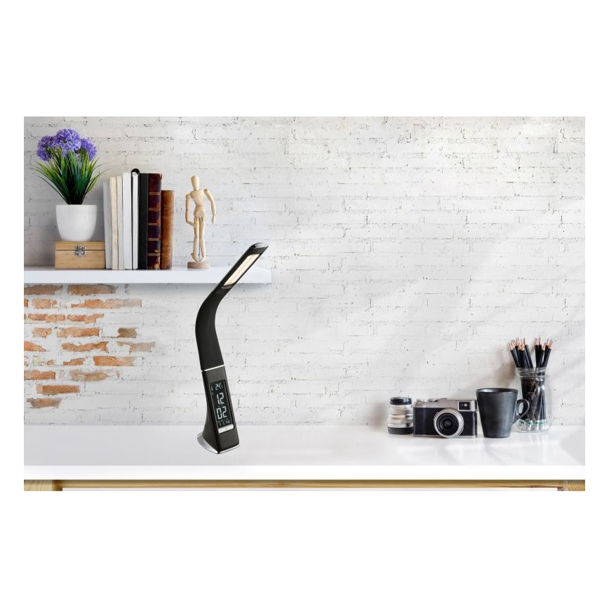 Globo - dimbare aanraak-tafellamp met display LED/6,5W/230V 3000/4500/5800K zwart