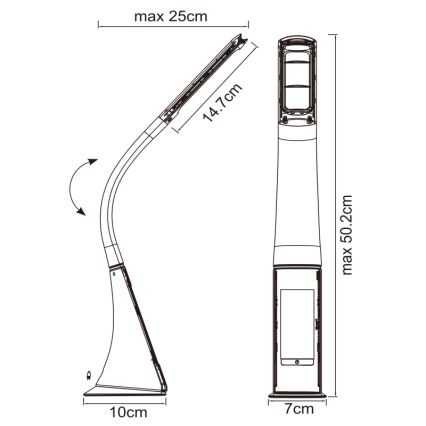 Globo - dimbare aanraak-tafellamp met display LED/6,5W/230V 3000/4500/5800K zwart