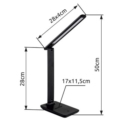 Globo - LED Touch dimbare tafellamp LED/5W/230V 2700/4000/6500K zwart