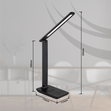 Globo - LED Dimbare Touch Oplaadbare Bureaulamp LED/5W/5V 2700/4000/6500K 1800 mAh zwart