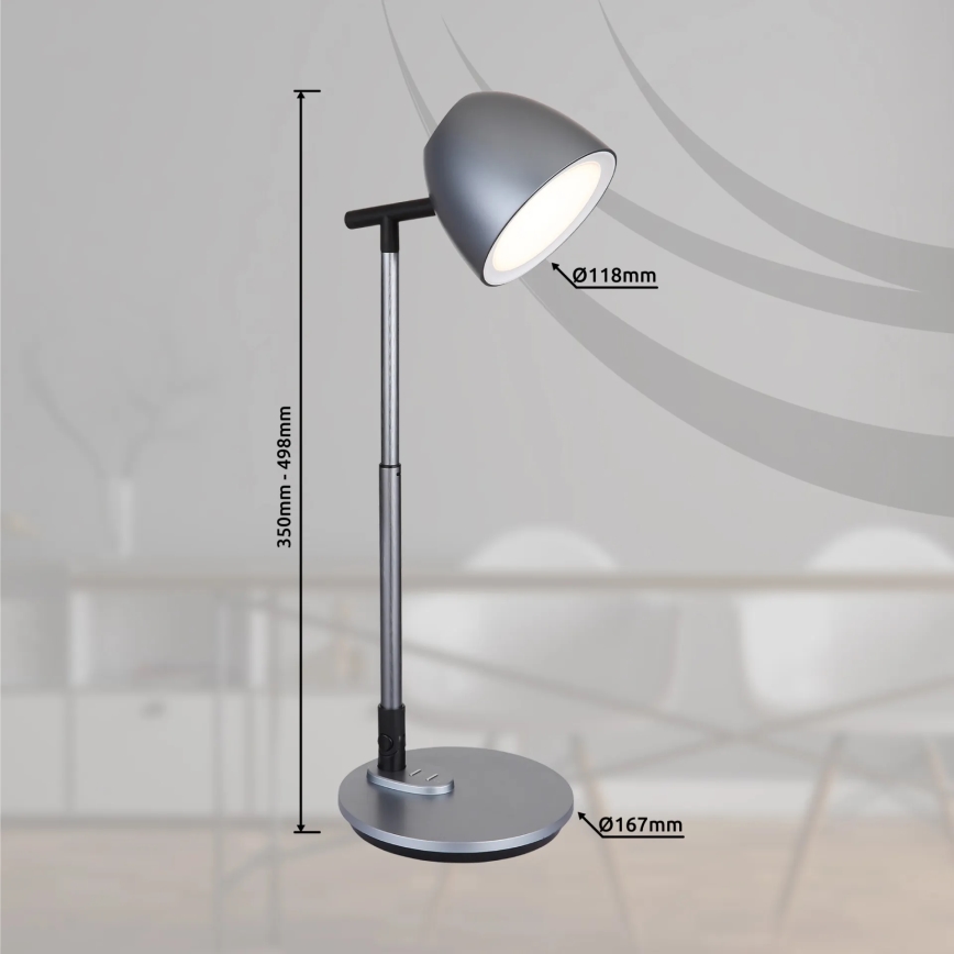 Globo - Dimbaar LED touch tafellampje LED/7,5W/230V 3000K/4000K/6500K grijs