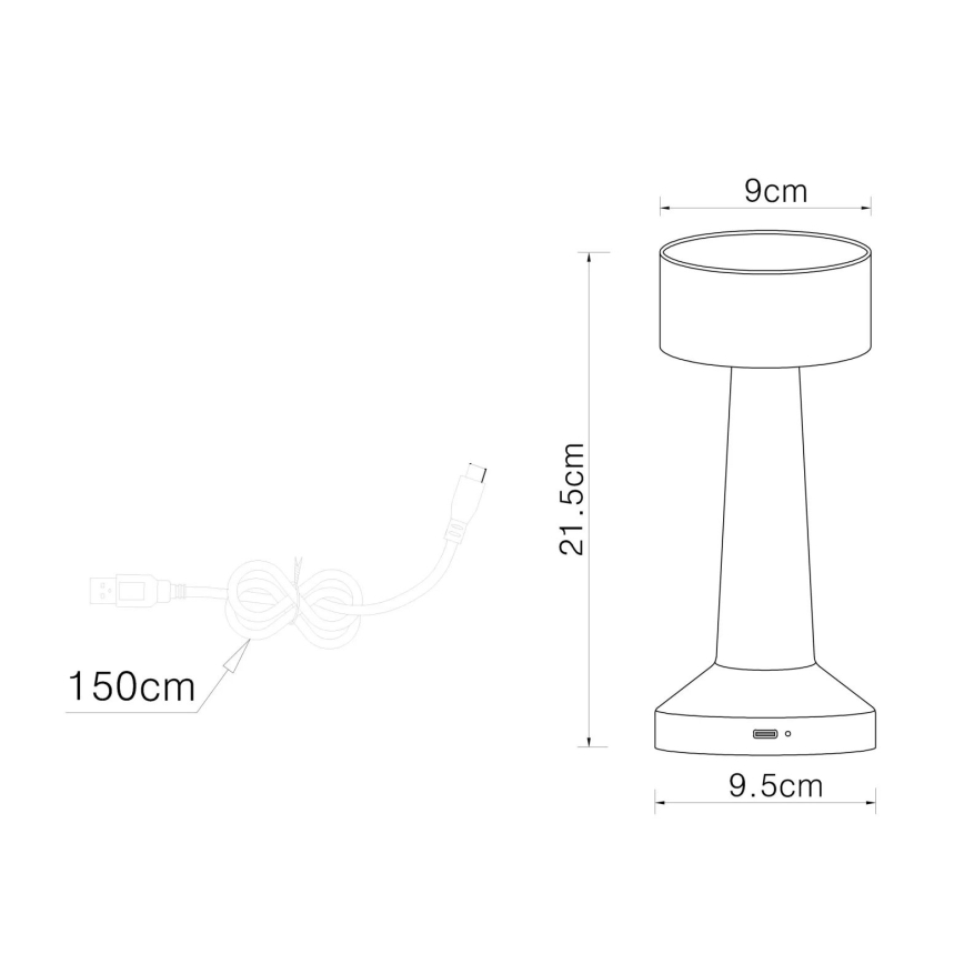 Globo - LED dimbare touch tafellamp LED/1W/3,7V 2700K/4000K/6500K 800 mAh USB goudkleurig