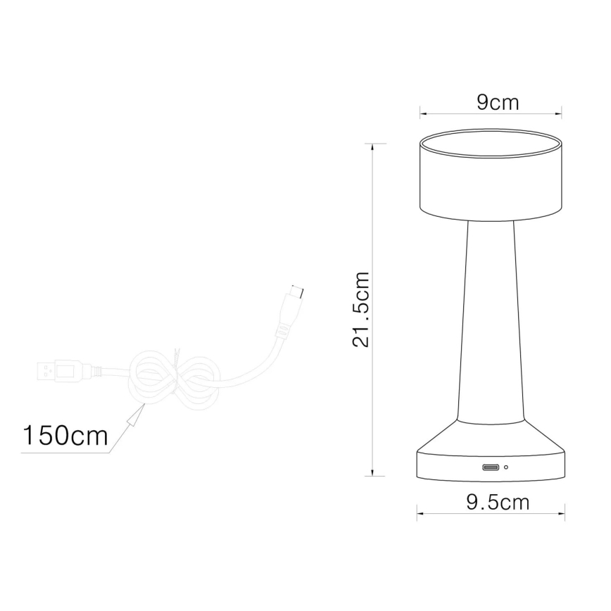 Globo - Lampe de table tactile à intensité variable LED/1W/3,7V 2700K/4000K/6500K 800 mAh USB chrome mat