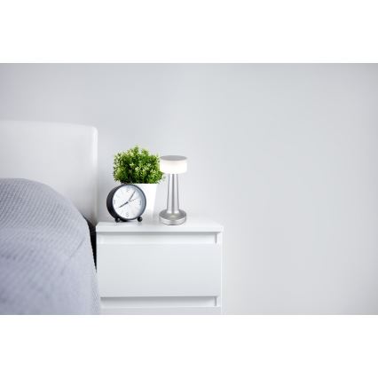 Globo - Lampe de bureau tactile LED dimmable LED/1W/3,7V 2700K/4000K/6500K 800 mAh USB chrome mat