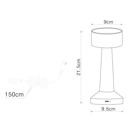 Globo - Lampe de bureau tactile LED dimmable LED/1W/3,7V 2700K/4000K/6500K 800 mAh USB chrome mat