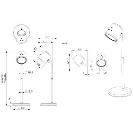 Globo - Dimbaar LED touch tafellampje 4in1 LED/6W/3,7V 3000K/4000K/6500K 1500 mAh USB zwart