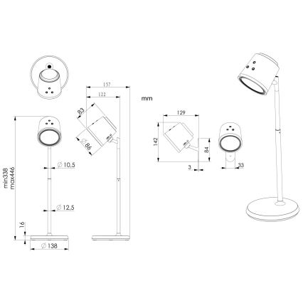 Globo - LED Dimbare Touch Tafellamp 4-in-1 LED/6W/3,7V 3000K/4000K/6500K 1500 mAh USB wit
