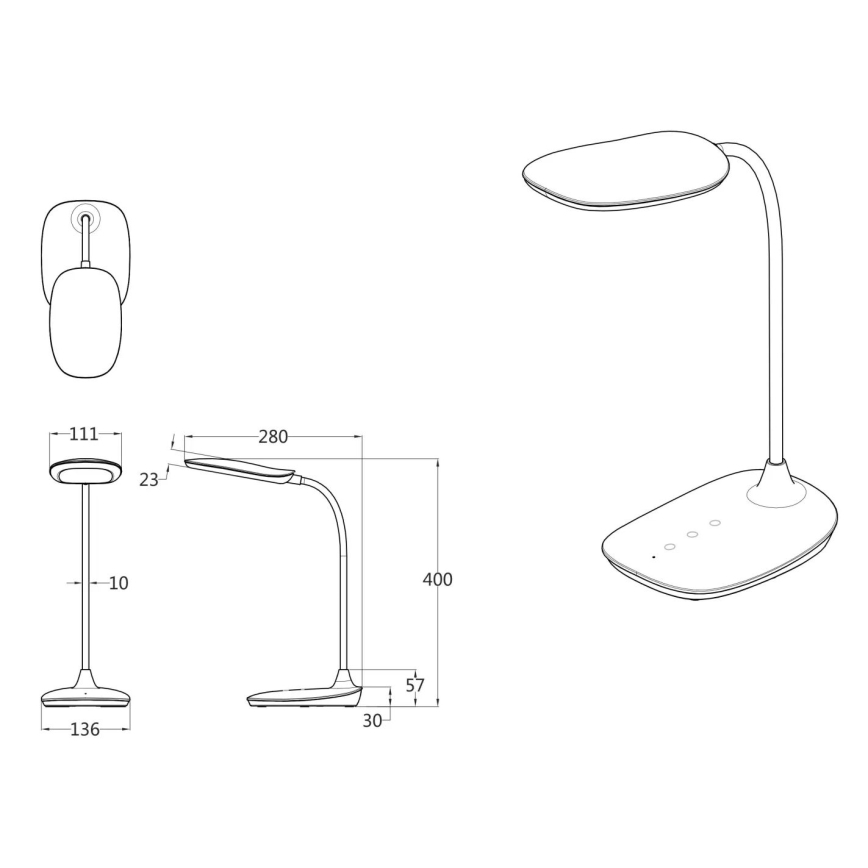 Globo - Lampe de table tactile à intensité variable LED/9W/230V 3000K/4000K/6500K CRI 90 noir
