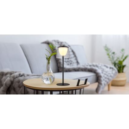 Globo - LED dimbare touch buiten tafellamp LED/1,8W/5V IP44 1800 mAh zwart/rookglas