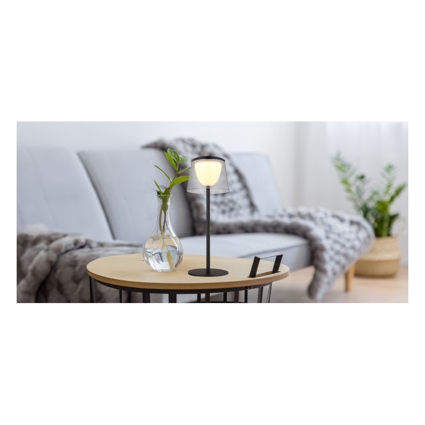 Globo - LED dimbare touch buiten tafellamp LED/1,8W/5V IP44 1800 mAh zwart/rookglas