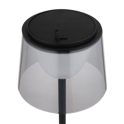 Globo - LED dimbare touch buiten tafellamp LED/1,8W/5V IP44 1800 mAh zwart/rookglas