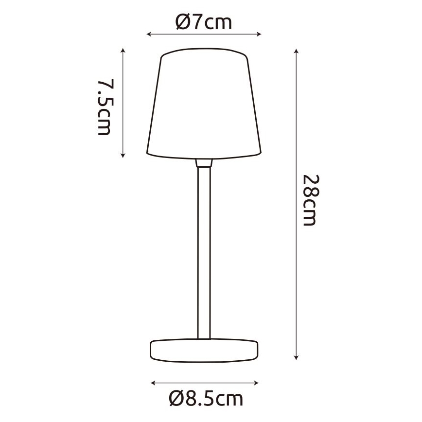 Globo - LED Dimbaar buitenshuis aanraken tafellamp LED/2W/5V 3000/4000/6000K 2200 mAh IP44 zwart