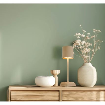 Globo - Lampe de table LED rechargeable à commande tactile et à intensité variable, 1,5 W / 5 V, 2200 mAh, beige