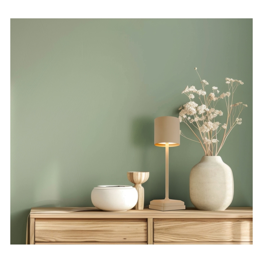 Globo - Lampe de table LED rechargeable à commande tactile et à intensité variable, 1,5 W / 5 V, 2200 mAh, beige