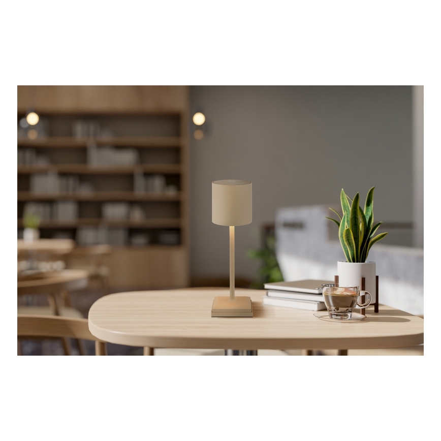 Globo - Dimbare LED-tafellamp met aanraakbediening en oplaadfunctie, LED/1,5W/5V, 2200 mAh, beige