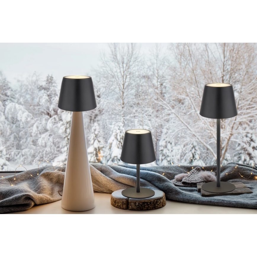 Globo - Lampe de table d'extérieur rechargeable tactile et à intensité réglable 3 en 1 LED/3W/5V 3000/4000/5000K IP54 1800 mAh noire