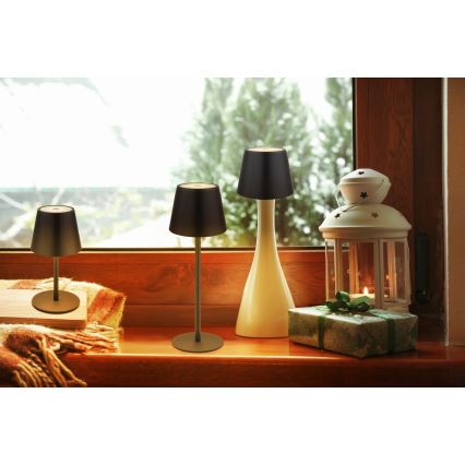 Globo - Dimbare aanraakbare oplaadbare buiten tafellamp 3-in-1 LED/3W/5V 3000/4000/5000K IP54 1800 mAh zwart
