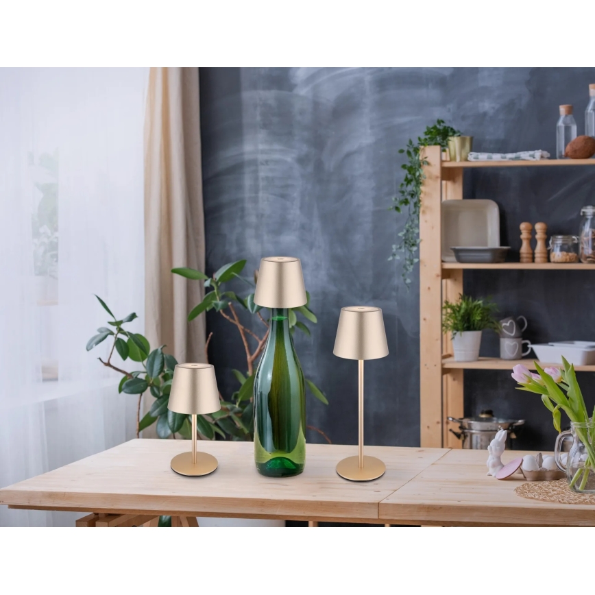 Globo - Lampe de table d'extérieur LED rechargeable tactile et dimmable 3 en 1 LED/3W/5V 3000/4000/5000K IP54 1800 mAh laiton
