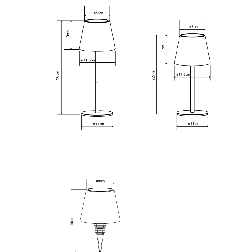 Globo - Dimbare aanraakgevoelige oplaadbare tafellamp voor buiten LED/3W/5V 3000/4000/5000K IP54 1800 mAh
