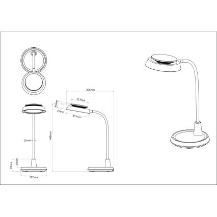 Globo - Lampe de table tactile dimmable LED/12W/230V 3000/4000/6500K noire