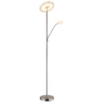Globo - Lampadaire LED dimmable LED/28W/230V + LED/5W 3000K chrome brillant