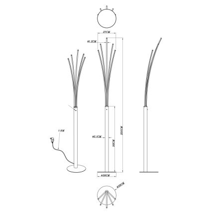 Globo - Dimbare LED-vloerlamp met aanraakbediening LED/36W/230V zwart
