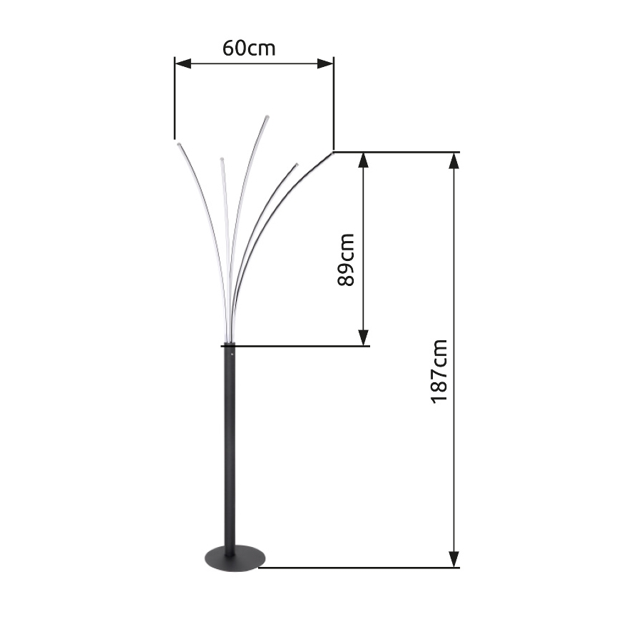 Globo - Lampadaire sur pied tactile dimmable LED/36W/230V, noir