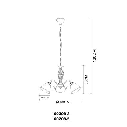 Globo - Hanglamp aan ketting 3xE27/60W/230V