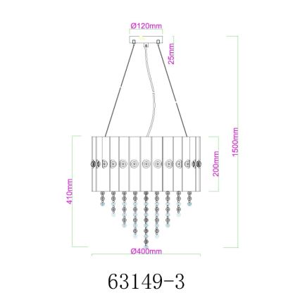 Globo - Suspension filaire 3xE27/40W/230V d. 40 cm