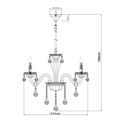 Globo - Hanglamp aan ketting 3xE14/40W/230V