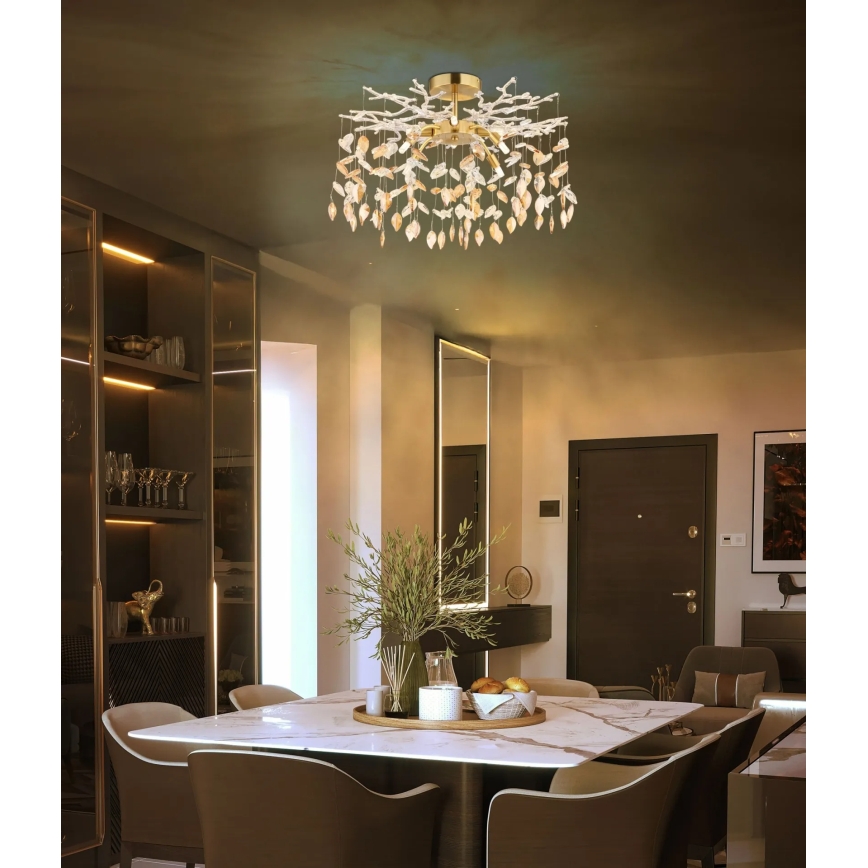 Globo - Kroonluchter aan stang 8xG9/8W/230V goud