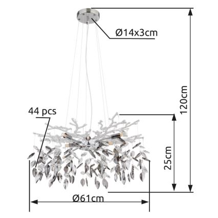 Globo - Hanglamp aan een koord 8xG9/8W/230V diameter 61 cm glanzend chroom
