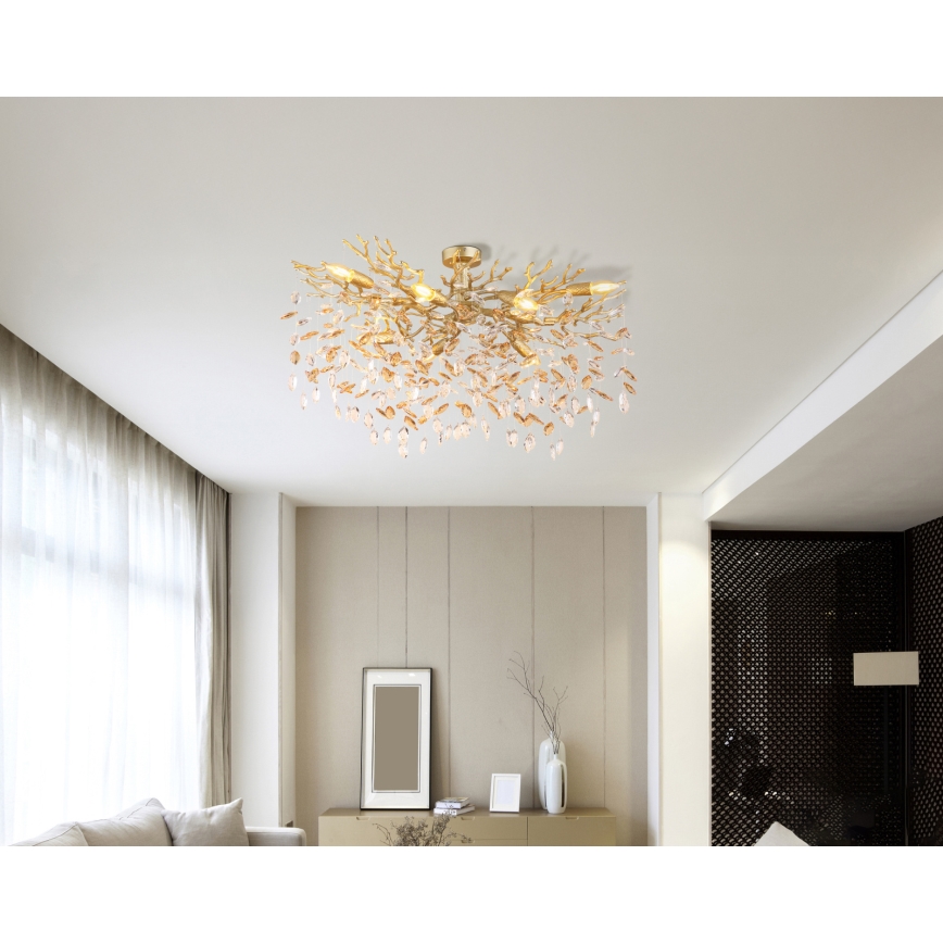 Globo - Kroonluchter aan stang 7xE14/40W/230V goud