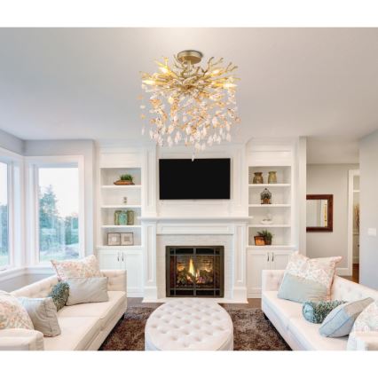 Globo - Kroonluchter met stang 6xE14/40W/230V goudkleurig