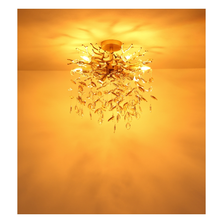 Globo - Kroonluchter met stang 6xE14/40W/230V goudkleurig