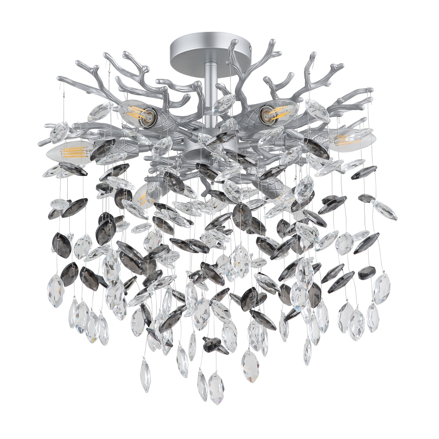 Globo - Kroonluchter met stang 6xE14/40W/230V zilver