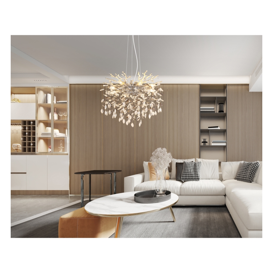 Globo - Kroonluchter met kabel 8xE14/40W/230V zilverkleurig