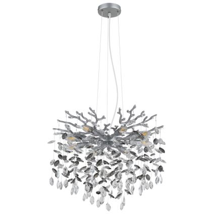 Globo - Kroonluchter met kabel 8xE14/40W/230V zilverkleurig