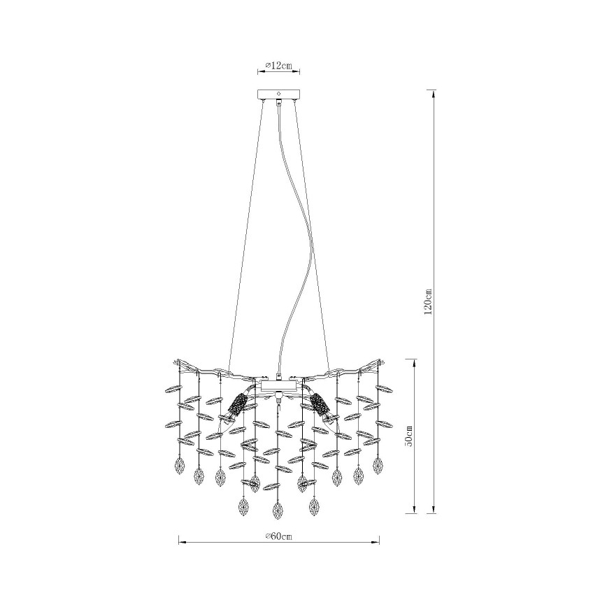Globo - Suspension sur câble 8xE14/40W/230V argentée