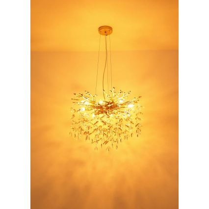 Globo - Suspension sur câble 10xE14/40W/230V dorée