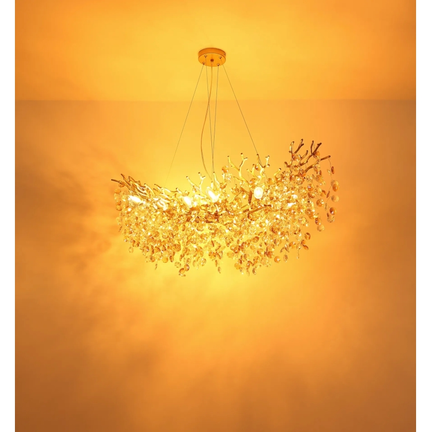 Globo - Suspension sur câble 10xE14/40W/230V dorée