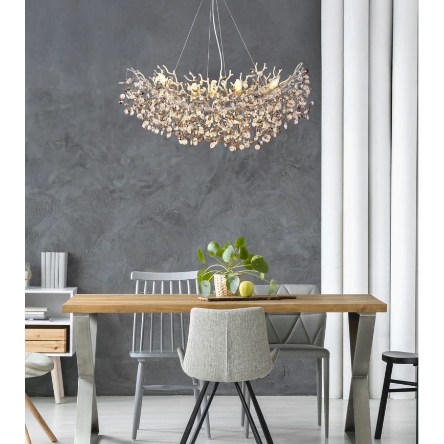 Globo - Hanglamp aan kabel 10xE14/40W/230V, zilverkleurig